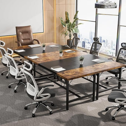 Unikito Large Computer Desk, 63 x 31.5 Inch Long Office Desks, Premium Sturdy 2 Person Desk, 1.4” Thick Study Writing Table, Modern Laptop Computer Table for Home Office Workstation, Rustic Brown
