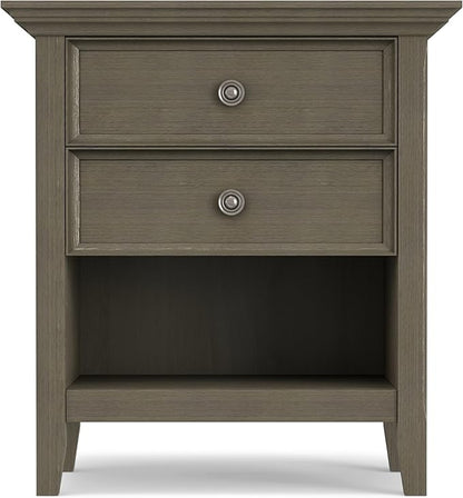 SIMPLIHOME Amherst SOLID WOOD 24 Inch Wide Traditional Bedside Nightstand Table in Farmhouse Grey, For the Living Room and Bedroom
