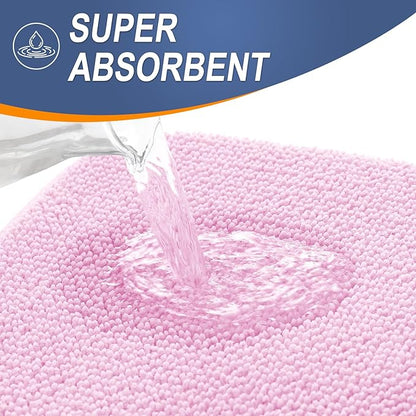 OLANLY Thick Memory Foam Bath Mat Rug 30x20, Extra Soft Absorbent Bathroom Rug, Quick Dry Bath Mats, Non-Slip, Machine Washable Carpet for Bathroom, Tub and Shower, Home Decor Accessories, Pink