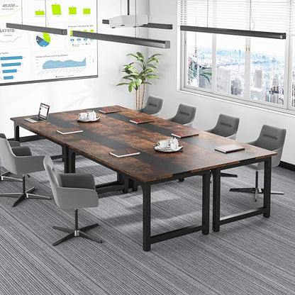 Tribesigns 63” Executive Desk, Large Office Computer Desk with Thicken Frame, Modern Simple Workstation Business Furniture for Home Office, Vintage Brown/Black