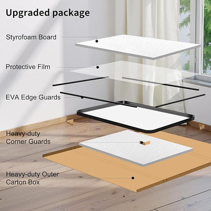 FORBATH 60x30 Inch Large Bathroom Mirror for Double Sinks, Brushed Black Deep Frame Wall Mirror with Rounded Corners, Anti-Rust Tempered Glass for Modern Farmhouse Vanity (Horizontal/Vertical)