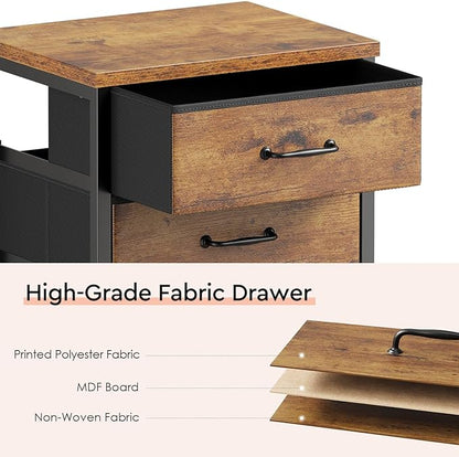 3 Drawer Mobile File Cabinet with Wheels Fabric Vertical Filing Cabinet fits A4 or Letter Size for Home Office,Rustic Brown2