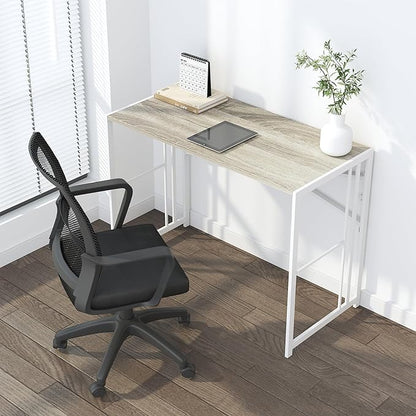 Folding Desk 40 inch Writing Gaming Computer Camping Table, No Assembly Required Home Office Desk, Beige