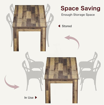 Dining Table for 4-6, 63" Wood Farmhouse Large Kitchen Table with Strong 4 Triangle Legs, Rectangular Dining Room Dinner Table with Sturdy Extra Support for Kitchen, Apartment, Retro Brown