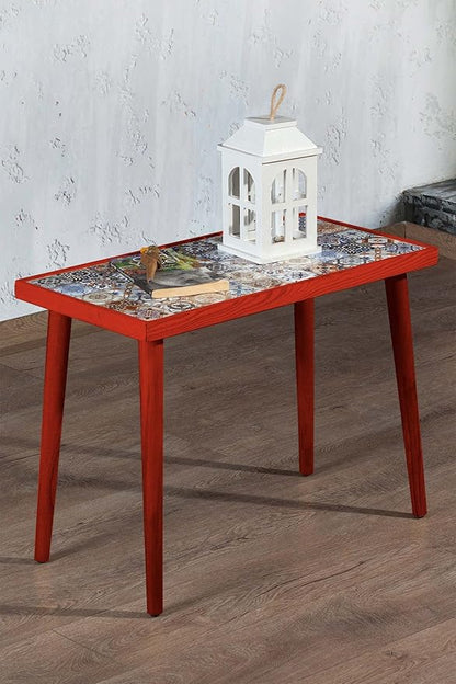 Comfyt Coffee Table, Handmade Side Table, End Table, Nightstand Nesting Table Bedside Table Accent Table Home Essentials Wood Tiled Top Rustic Table Ceramic Tiles Mexican Tile Table
