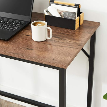 VASAGLE Computer Desk, Office Work Desk, for Small Spaces, 19.7 x 39.4 x 29.5 Inches, Industrial Style, Metal Frame, Hazelnut Brown and Black ULWD041B03