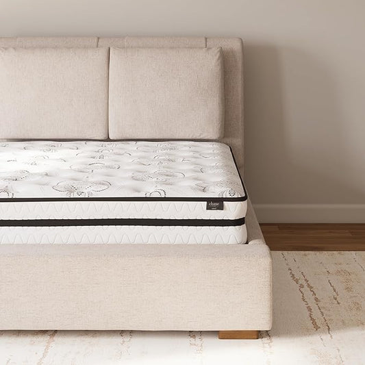 Signature Design by Ashley California King Size Chime 10 Inch Medium Firm Hybrid Mattresswith Cooling Gel Memory Foam for Pressure Relief, Fiberglass Free, Mattress In A Box