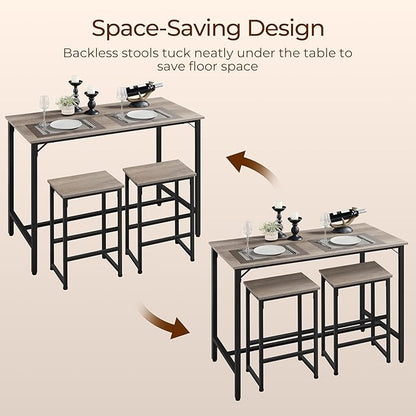Yaheetech 3 Piece Dining Table Set, 47.5" Industrial Pub Table Set, Counter Height Kitchen Table with Bar Stools Set of 2, for Small Space, Apartment