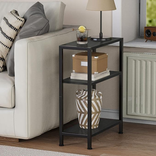 3-Tier Side Table, Small EndTable, Sofa SideTable for Narrow Spaces, Slim EndTable, NightstandTable, Skinny Bedside Table, for Living Room, Bedroom, Office, Black
