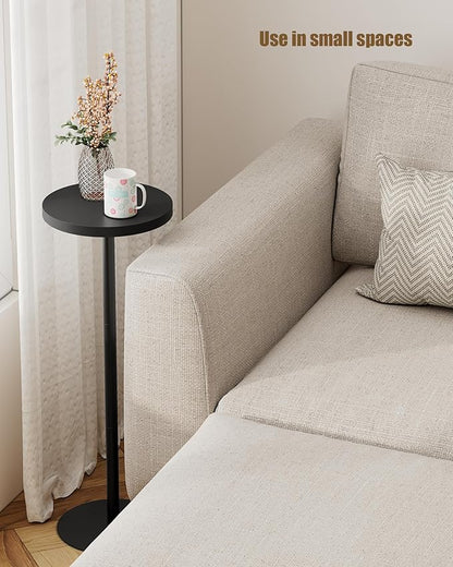 TUTOTAK Tall Round Side Table, Small End Table, Beside Table, Drink Table, Pedestal Side Table, livingroom, Black TB01BK065
