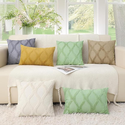 decorUhome Throw Pillow Covers 26x26 Inch Set of 2, Soft Plush Faux Fur Wool Sage Green Couch Pillow Covers, Decorative Neutral Pillow Cases for Bed Sofa Living Room Home Decor