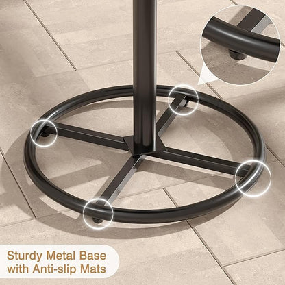 VECELO 36” High Top Bar Table, Sturdy Frame with Metal Base for Cocktail, Pub, Easy Assembly, Marble Black