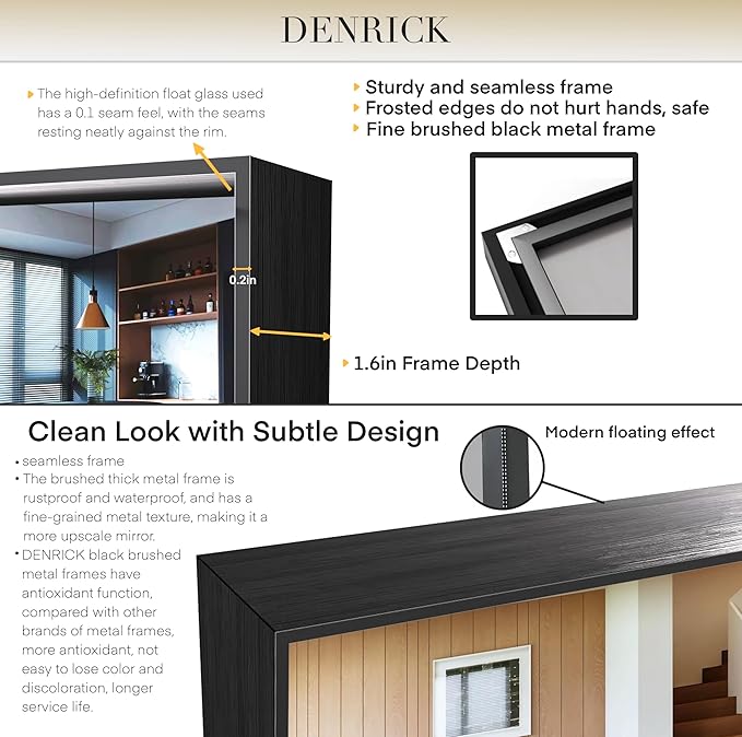 Brushed Metal Thick Frame Bathroom Mirror 24 x 30 Inch Metal Frame Black Rectangular Wall Mirror Matte Black Vanity Mirrors Square Corner, Modern Rectangle Mirrors(Horizontal/Vertical)