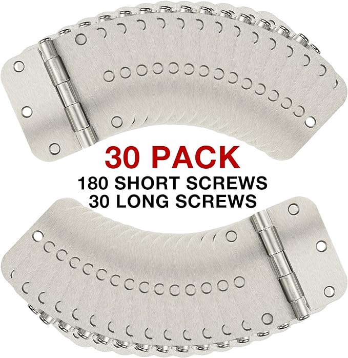 30 Pack Rounded Satin Door Hinges Brushed Nickel 3.5 Inch Interior 3 1/2 Inch 5/8" Radius Corners Iron Bifold Silver Residential Bed Room Hinge for Doors Hardware Controls House Decor Accessories