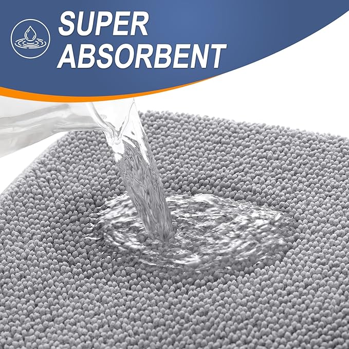 OLANLY Thick Memory Foam Bath Mat Rug 59x20, Extra Soft Absorbent Bathroom Rug, Quick Dry Bath Mats, Non-Slip, Machine Washable Carpet for Bathroom, Tub and Shower, Home Decor Accessories, Grey