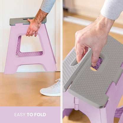 Vigar Compact Step Stool Foldable, 12-1/2-inch Step Stools for Adults up to 330 Pound, Lightweight Stool, Non-Slip Folding Step Stool, Purple
