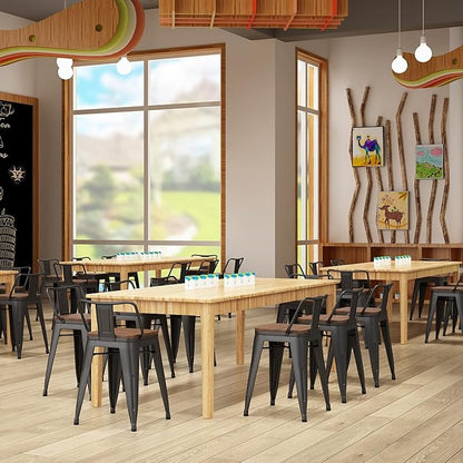Yongchuang 18" Bar Stools Set of 4 Metal Stackable Short Stools for Classroom Kitchen Dining Stool Chairs with Wood Top Low Back