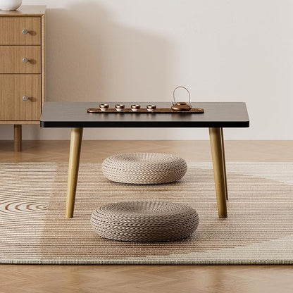 Small Coffee Table for Small Space, Low Table, Floor Table Desk for Sitting on The Floor, Storage Living Room Furniture, Tatami Tea Tables with Solid Wood Legs, Home Office, Farmhouse, Rectangle Black