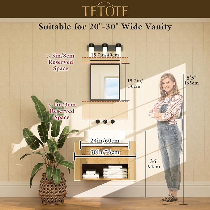 TETOTE Brushed Nickel Bathroom Mirror 16" x 20" Rectangle Beveled Frame Bathroom Vanity Mirror for Over Sink Brushed Nickel, Tempered Glass, Stronger Frame, Modern Farmhouse Bedroom, Entryway