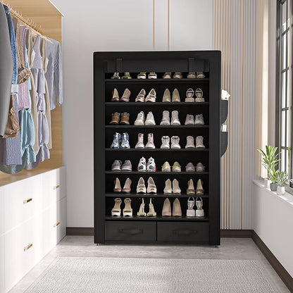Tall Shoe Rack Dustproof Cabinet Large Capacity 8 Tier Shoe Organizer,32-40 Pairs of Shoes