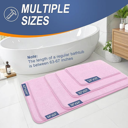 OLANLY Thick Memory Foam Bath Mat Rug 30x20, Extra Soft Absorbent Bathroom Rug, Quick Dry Bath Mats, Non-Slip, Machine Washable Carpet for Bathroom, Tub and Shower, Home Decor Accessories, Pink