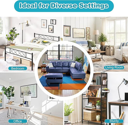 Couches for Living Room PU Leather L Shaped Couch Comfy 3 Pieces Sectional Sofa with Chaise, Ottoman with Storage for Office and Small Apartment, Blue