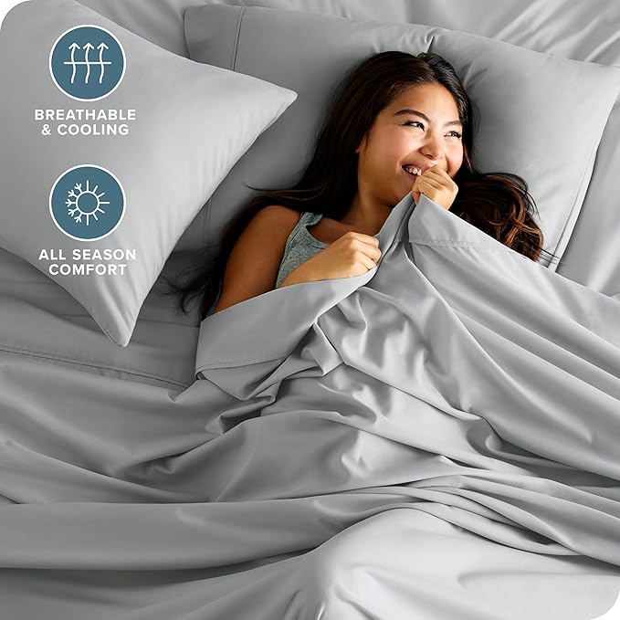 Bare Home Twin XL Sheet Set - 1800 Ultra-Soft Microfiber - Double Brushed - Deep Pockets - Easy Fit - 3 Piece Set - Bed Sheets (Twin XL, French Grey)