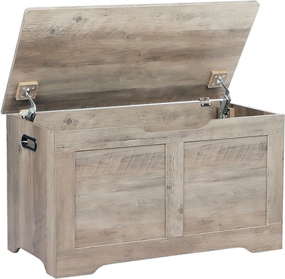 31.5" Storage Chest, Wooden Storage Bench, Lift Top Toy Chest with 2 Safety Hinges, Large Toy Box, Entryway Shoes Bench for Living Room, Bedroom, Grey