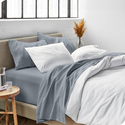 Bare Home King Sheet Set - 1800 Ultra-Soft Microfiber King Bed Sheets - Double Brushed - Deep Pockets - Easy Fit - 4 Piece Set - Bed Sheets (King, Steel Blue)