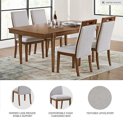 Signature Design by Ashley Lyncott Contemporary Upholstered Armless Dining Chair with Cutout Handle, Set of 2, Beige & Light Brown