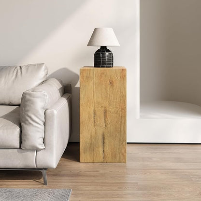 Christopher Knight Home Bard 33.75" Square Living Room Side Table, Wood-Like Distressed Finish End Table, Decorative Accent Table for Indoor Outdoor Usage, Space Saving Furniture, Natural