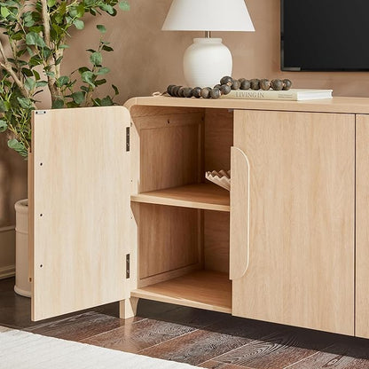 Walker Edison Chantelle Sideboard TV Stand with Storage, 70", Coastal Oak