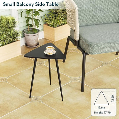 SAYGOER Small Black Side Table, Triangle End Table, Modern Narrow Bedside Table for Living Room Bedroom Small Space, Unique Sofa Table Medal Black Frame 13.5" W x 12.3" D x 17.7" H