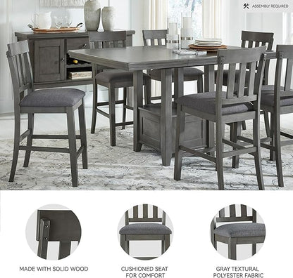Signature Design by Ashley Hallanden Modern Farmhouse 25.75" Counter Height Upholstered Barstool, Set of 2, Dark Gray