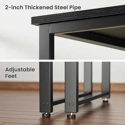 Huuger 48 x 24 inch Desk with Power Outlets & USB-C, Deeper & Thicker Desktop, Robust Metal Tubes, Computer Desk, Heavy Duty Office Desk, Work Gaming Desk for Home Office, Black