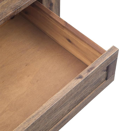 SIMPLIHOME Monroe Square Coffee Table - 38 inch Wide Solid Acacia Wood Living Room Table in Rustic Natural Aged Brown, Rustic Cocktail Table for Family Room or Lounge with 2 Drawers and Open Shelf