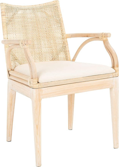 SAFAVIEH Home Collection Gianni Natural Wash/White Cushion Living Dining Room Bedroom Office Foyer Arm Chair SEA4011B