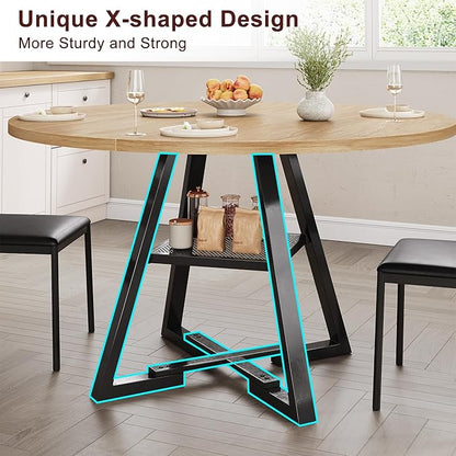 42'' Round Dining Table for 4,Kitchen Dining Room Circle Dinner Pedestal Table,Space Saving Wood Kitchen & Dining Room Furniture (Natual Wood, 42In)