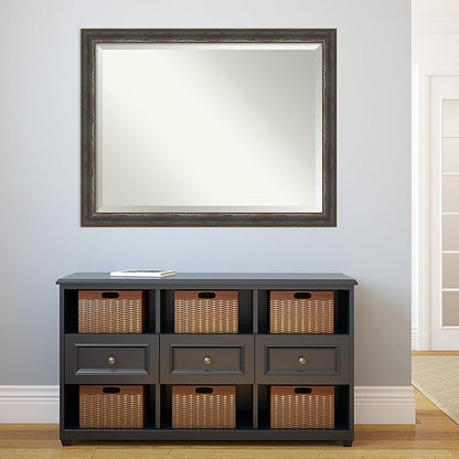 Amanti Art Brown Wall Mirror 35x45 Alta Rustic Char Rectangle Bathroom Mirror for Wall Decor Living Room, X-Large Rustic Farmhouse Frame, Hangs Horizonally and Vertically, Bathroom Decor, Beveled Edge
