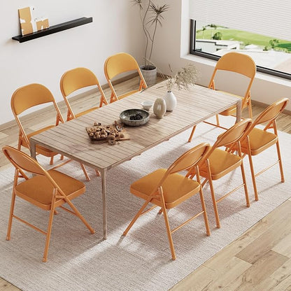 VECELO 4-Pack Folding Chairs Portable Metal with Ultra Soft Fabric Padded Cushion Seats for Home Office Events Wedding Party, Orange