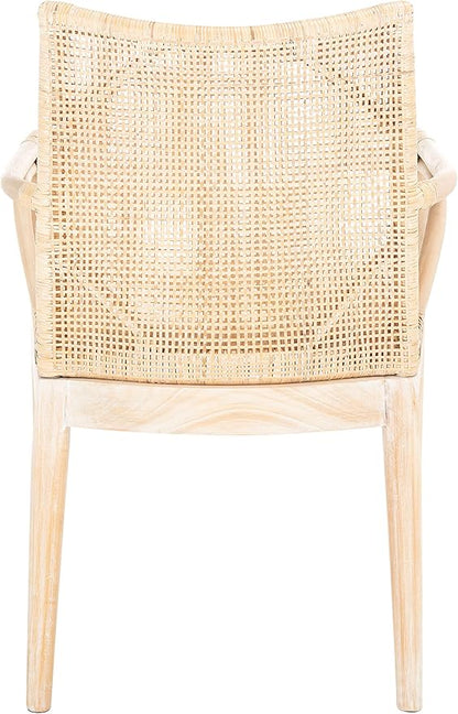 SAFAVIEH Home Collection Gianni Natural Wash/White Cushion Living Dining Room Bedroom Office Foyer Arm Chair SEA4011B