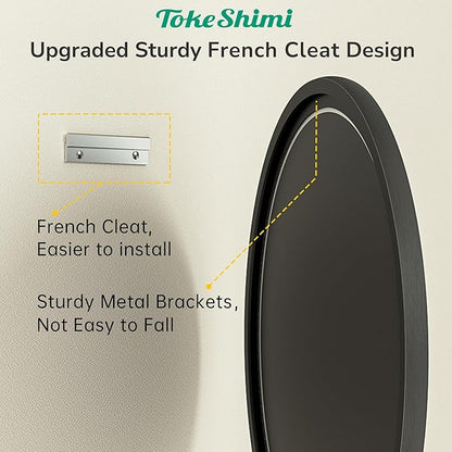TokeShimi 18 in Round Framed Black Mirror for Bathroom, Shatterproof Circle Bathroom Vanity Mirror, 18x18 Round Wall Mirrored Farmhouse Metal for Living Room, Entryway, Bedroom, Restroom, Vanity