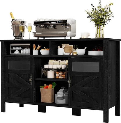 YITAHOME 59" Large Buffet Sideboard Cabinet, Farmhouse Kitchen Cabinet with 2 Sliding Doors & 2 Drawers for Kitchen, Living Room Storage (White)
