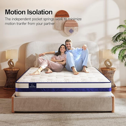 Vesgantti Queen Mattress,12 Inch Hybrid Innerspring Mattress in a Box with Memory Foam,Back Support & Pressure Relief,Medium Firm Feel for Adults (Queen Size)