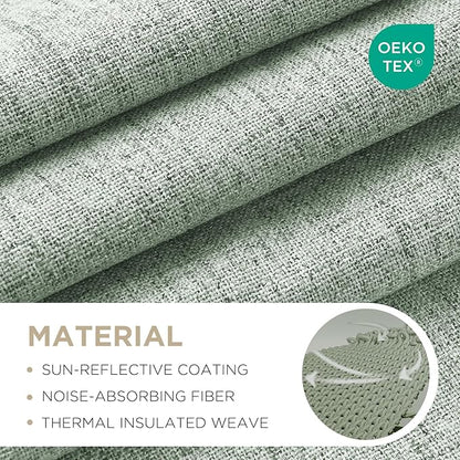 Joydeco 100% Blackout Curtains for Bedroom - Natural Linen Curtains 52" W x 63" L Long, Thermal Insulated 2 Panels Light Blocking Drapes, Rod Pocket & Back Tabs, Darkening Privacy for Living Room