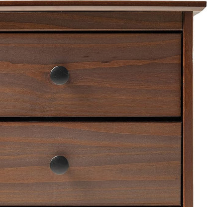 Walker Edison Traditional Wood 3 Drawer Nightstand Side Table Bedroom Storage Drawer and Shelf Bedside End Table, 18 Inch, Walnut