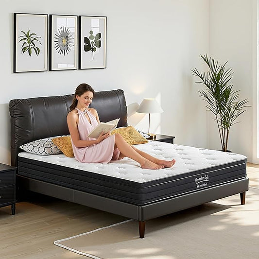 King Size Mattress, 10 Inch 5-Zone Pocket Spring Hybrid Mattress with Gel Memory Foam for Pressure Relief & Peaceful Sleep, Medium Firm, Mattress in a Box