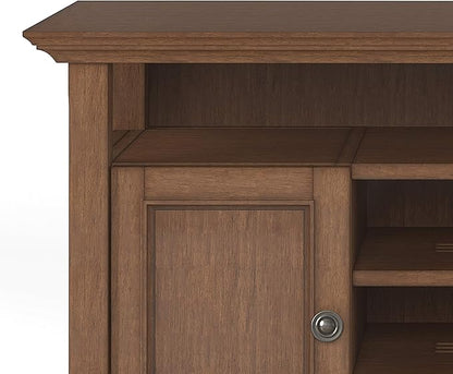 SIMPLIHOME Amherst 54-inch Wide Solid Wood TV Stand in Rustic Natural Aged Brown, Transitional-Style Media Console for Living Room with Adjustable Shelves and Cable Management