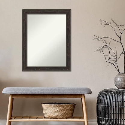 Amanti Art Brown Bathroom Mirror for Over Sink, 30x24 Shipwreck Greywash Rectangle Vanity Mirror, Medium Traditional Frame, Hangs Horizonally and Vertically, Bathroom Wall Decor, Non-Beveled Edge