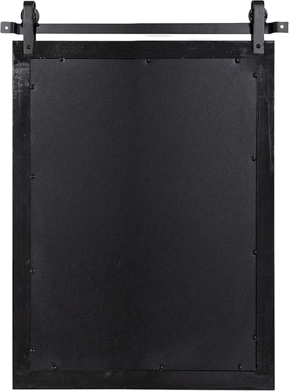 Kate and Laurel Cates Farmhouse Wood Framed Wall Mirror, 18 x 26, Black, Barn Door-Inspired Rustic Mirrors for Wall